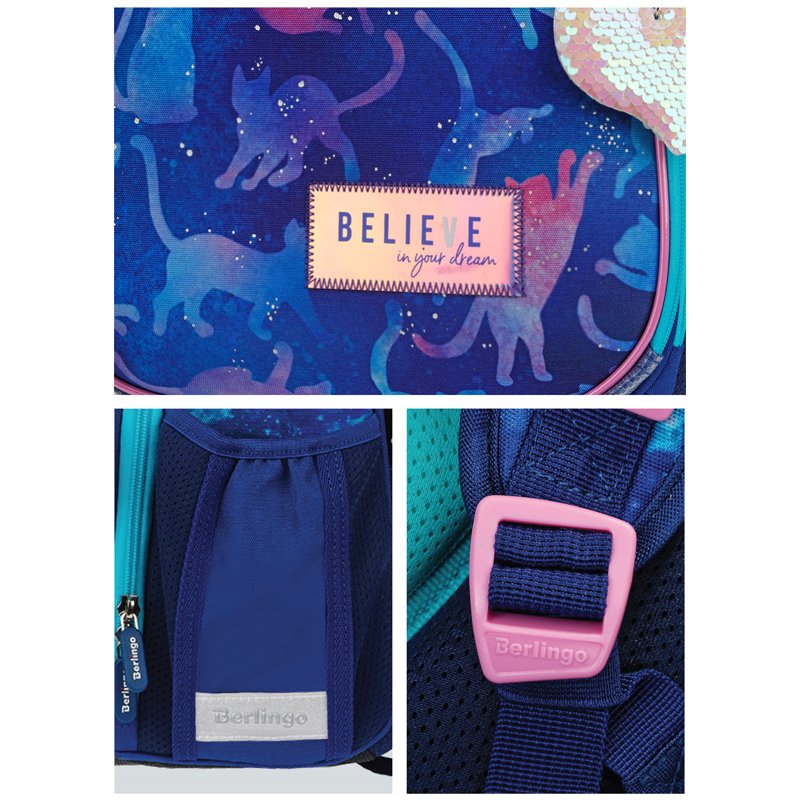 Ранец Berlingo Expert «Galactic cats» 37×28×16см, 2 отделения, 2 кармана, анатомическая спинка