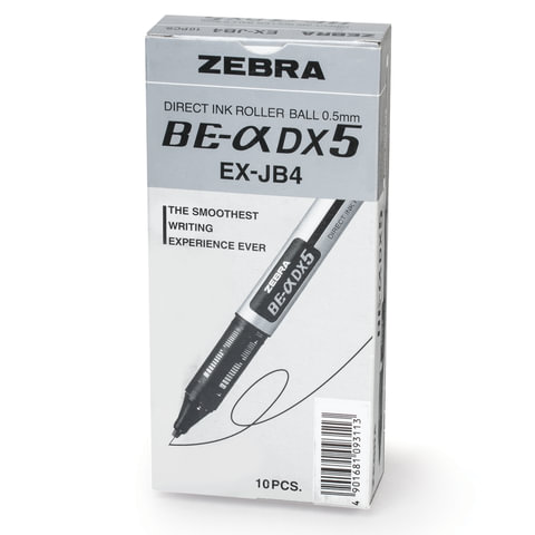 Ручка-роллер ZEBRA «Zeb-Roller DX5», корпус серебристый, толщина письма 0.5 мм, черная