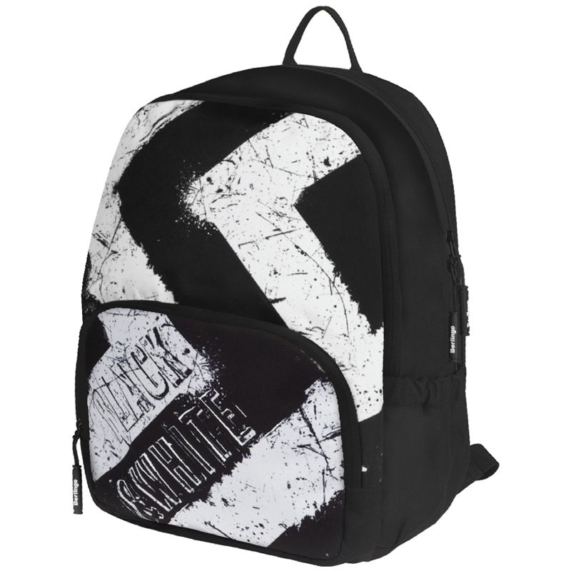 превью Рюкзак Berlingo Light «Black White» 39.5×28×16см, 2 отделения, 3 кармана, уплотненная спинка