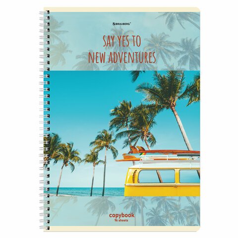 Тетрадь А4, 96 л., BRAUBERG, гребень, клетка, обложка картон, «Adventures»