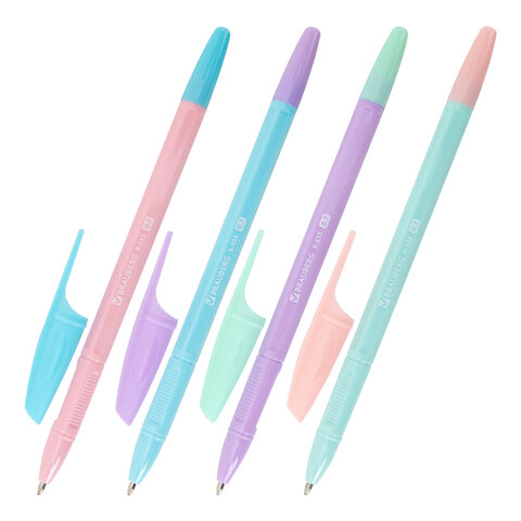 Ручки шариковые BRAUBERG «X-333 PASTEL MIX», НАБОР 8 ШТУК, СИНИЕ, узел 0.7 мм, линия письма 0.35 мм