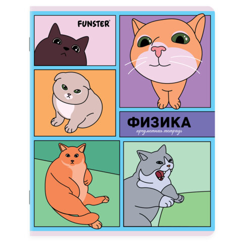 Тетради предметные, КОМПЛЕКТ 12 ПРЕДМЕТОВ, 48 л., TWIN-лак, FUNSTER (ФАНСТЕР), МЕМНЫЕ КОТЫ