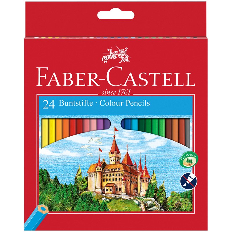 Карандаши цветные Faber-Castell Grip Eco Замок 24 цвета с точилкой