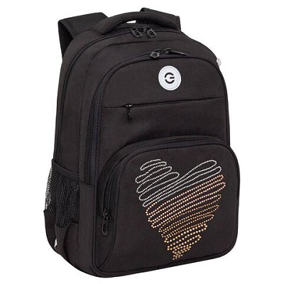 Рюкзак GRIZZLY школьный, анатомическая спинка, 2 отделения, для девочек, «DIAMOND HEART», 39×30х20 см