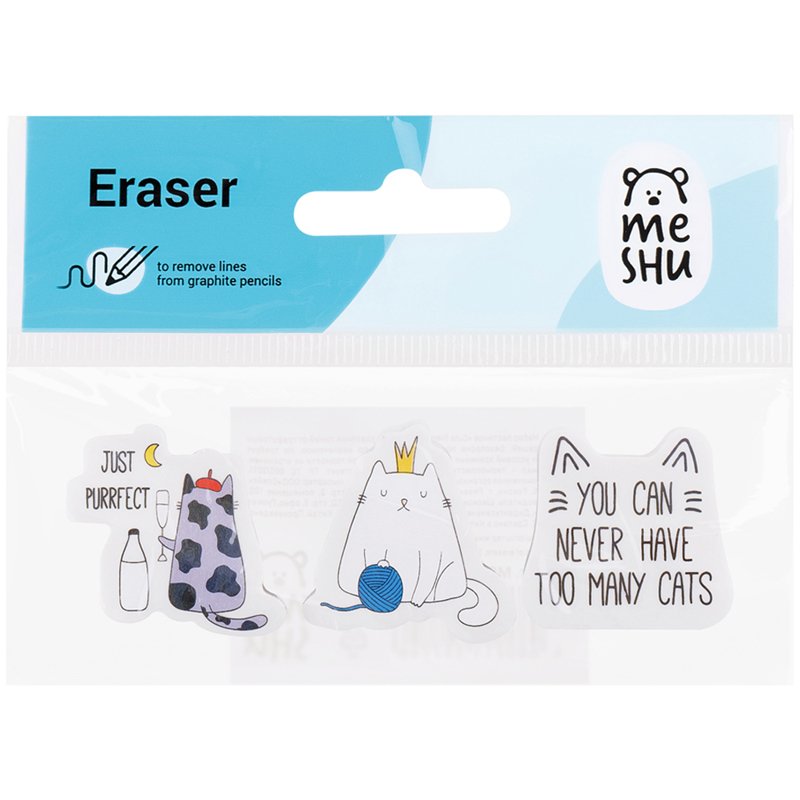 Набор ластиков MESHU «Right Cat», 3шт., фигурный, термопластичная резина, 40×30×13мм