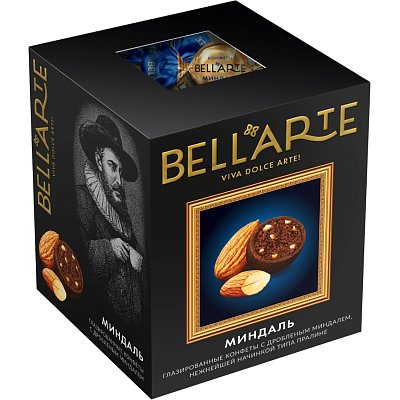 Конфеты Bell'Arte глазиров глазурью с корпус типа пралине с миндалем 200г
