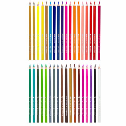 Карандаши цветные акварельные BRAUBERG PREMIUM AQUARELLE 36 цветов в тубе, трёхгранные, мягкие