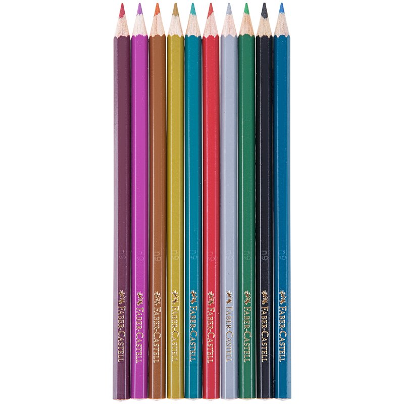 Карандаши цветные Faber-Castell, 10цв., металлик, заточен., картон. упак. 