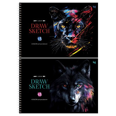 Альбом для рисования 48л., А4, на гребне BG «Яркий черный»