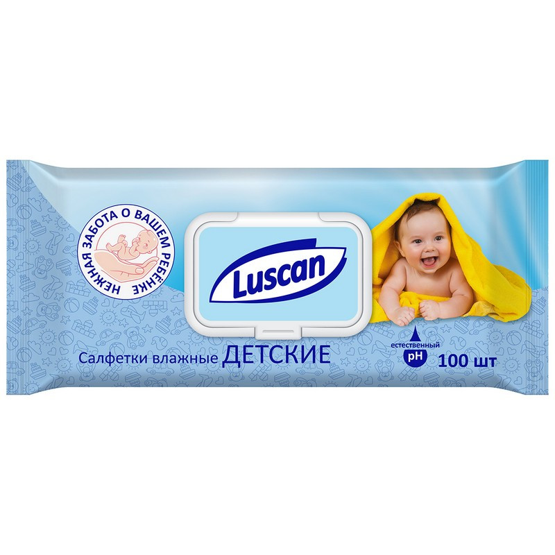  салфетки детские Luscan 100 штук в упаковке арт. 1095245 .