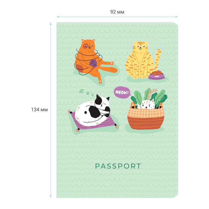 Обложка для паспорта MESHU «Meow», ПВХ, 2 кармана