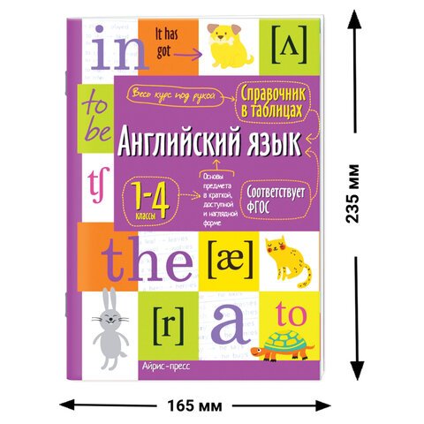 Справочник в таблицах «Английский язык. 1-4 класс», 16×23.5 см, 48 стр., АЙРИС-ПРЕСС