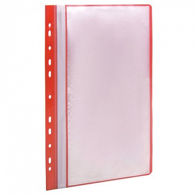 Папка 10 вкладышей STAFF с перфорацией, мягкая, красная, 0,16 мм