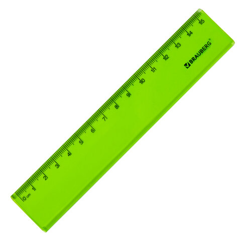 Линейка пластиковая 15 см BRAUBERG «FRUITY»тонированнаяассорти210765 ...