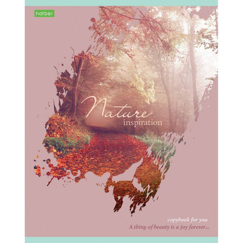 Тетрадь А5, 80 л., HATBER-ECO, скоба, клетка, обложка картон, «Nature»