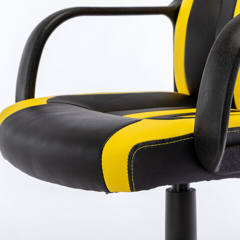 Кресло компьютерное BRABIX «Stripe GM-202», экокожа, черное/желтое
