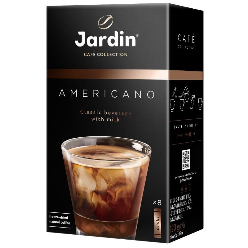 Кофе порционный растворимый Jardin 3 в 1 Americano 8 пакетиков по 15 г ...