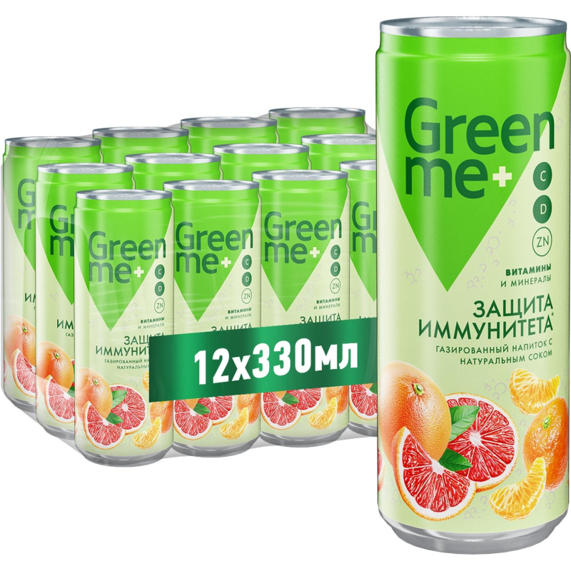 Напиток GreenMe Plus Immunity Protect функциональный газ ж/б 0.33л