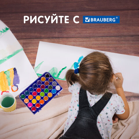 Краски акварельные BRAUBERG «PREMIUM» 28 цветовкруглые кюветы 28 ммпенал191745