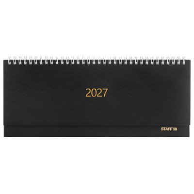 Планинг датированный 2027 300×130 мм, STAFF, гребень, обложка бумвинил, 64 листа, черный
