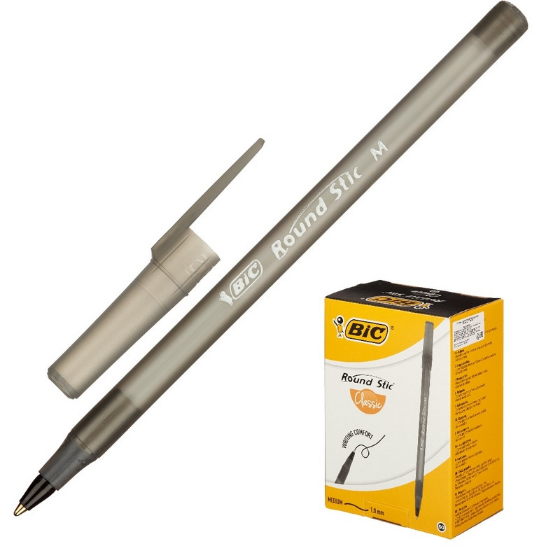 Ручка шариковая масляная BIC Round Stic черная (толщина линии 0.4 мм)