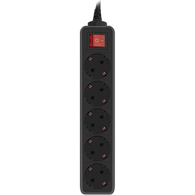 Сетевой фильтр PC Pet AP01006-E-B 1.8м (5 розеток) черный (пакет)