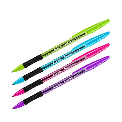 Ручка гелевая Berlingo «Tribase Gel grip neon» черная, 0.5мм, грип
