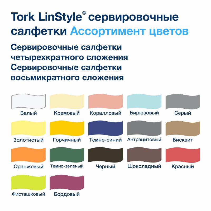 Салфетки бумажные Tork LinStyle Premium 478711 39×39 см белые 1-слойные 50 штук в упаковке