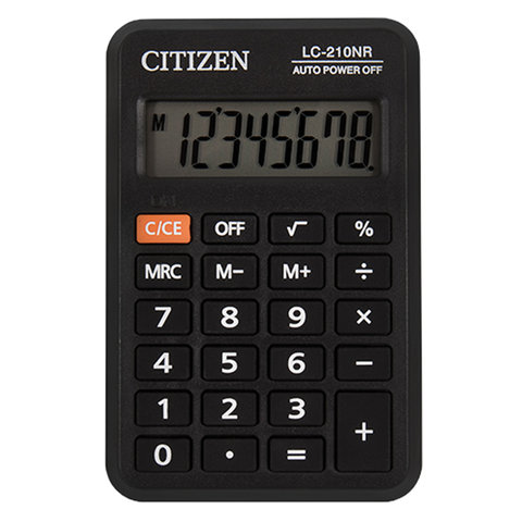 превью Калькулятор карманный CITIZEN LC-210NR (98×62 мм), 8 разрядов, питание от батарейки