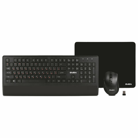 превью Набор беспроводной SVEN KB-C3800W, клавиатура, мышь 5 кнопок + 1 колесо-кнопка, коврик