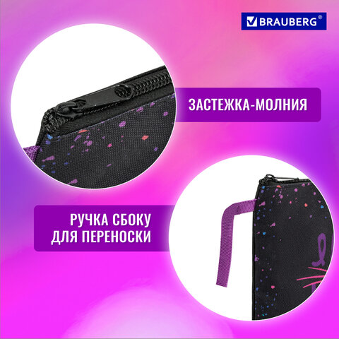 Папка для тетрадей BRAUBERG А4, 1 отделение, полиэстер, на молнии, с ручкой, «Leopard»