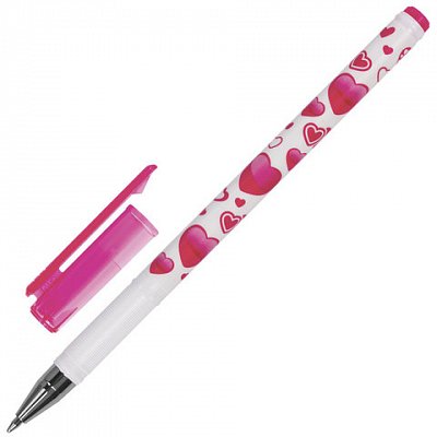 Ручка шариковая BRAUBERG «Сердечки», корпус с декоративной печатью, толщина письма 0.7 мм, синяя