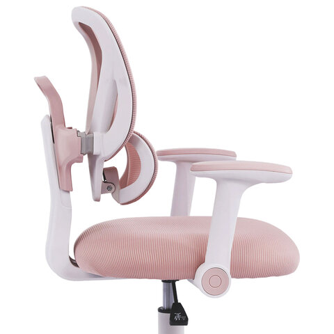 Кресло детское с подставкой для ног BRABIX KIDS «MG-220», сетка/ткань TW, розовое