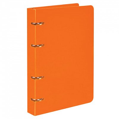 Тетрадь на кольцах, 80 л., BRAUBERG, А5, 160×205 мм, клетка, обложка пластик, «Оранжевый»