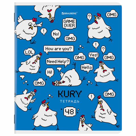 Тетрадь А5, 48 л., BRAUBERG, скоба, клетка, TWIN-лак, «КУРЛЫК И ВСЕ ВСЕ ВСЕ», (микс в ПУ)