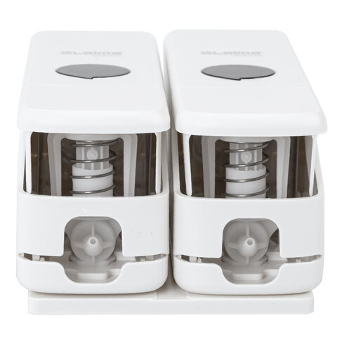 Дозатор двойной 2 х 0.3 л для жидкого мыла/шампуня/геля LAIMA PREMIUM, НАЛИВНОЙ, белый, ABS-пластик