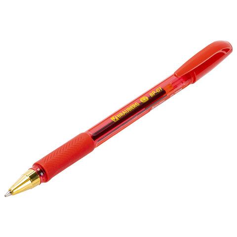 Ручка шариковая BRAUBERG BP-GT GLD RED, КРАСНАЯ, корпус тонированный, пишущий узел 0.7 мм, линия письма 0.35 мм