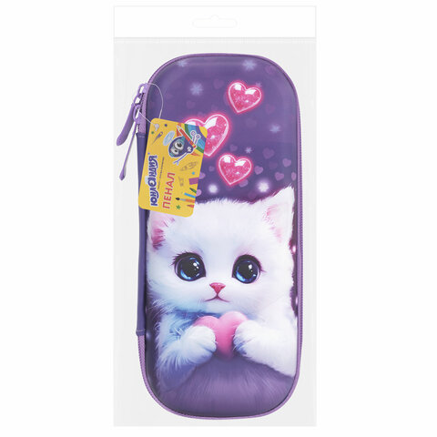 Пенал ЮНЛАНДИЯ, 1 отделение, 1 откидная планка, карман, EVA покрытие soft-touch, 22×10х5 см, «Cute cat»