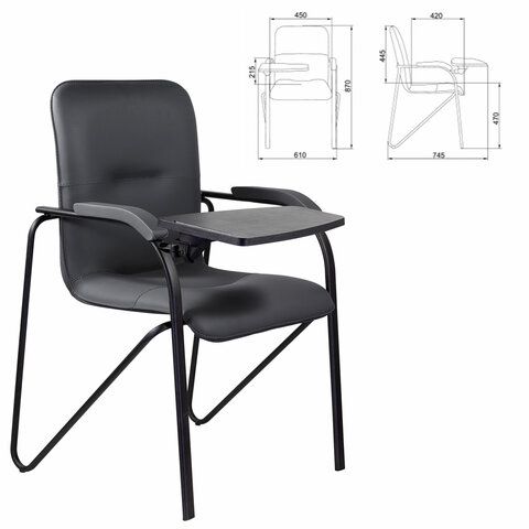 Кресло со столом BRABIX «Samba CF-108 BOX-2», черный каркас, кожзам черный, разобрано