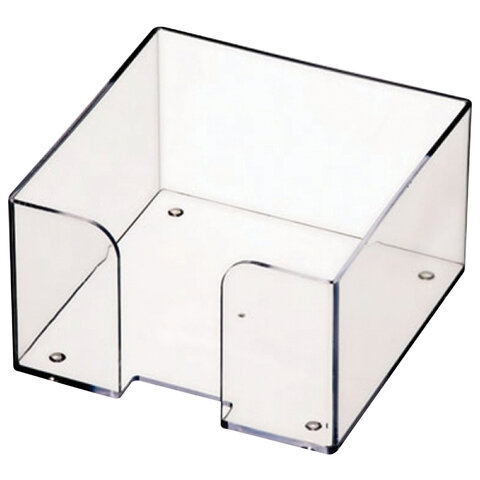 превью Подставка для бумажного блока BRAUBERG CLASSIC пластиковая, 90×90х50 мм, прозрачная, 238091