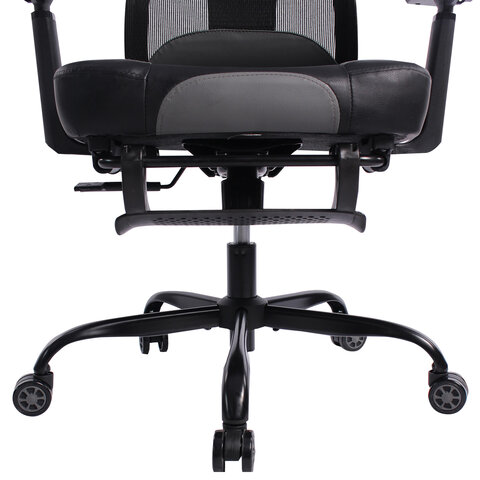 Кресло BRABIX PREMIUM «Venom GM-530», подножка, синхромеханизм, экокожа/сетка, черное/серое
