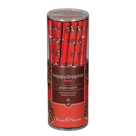 Карандаш чернографитный утолщенный BRUNO VISCONTI «HappyGraphix Jumbo», «Fresh & fruity. Гранат», 4В