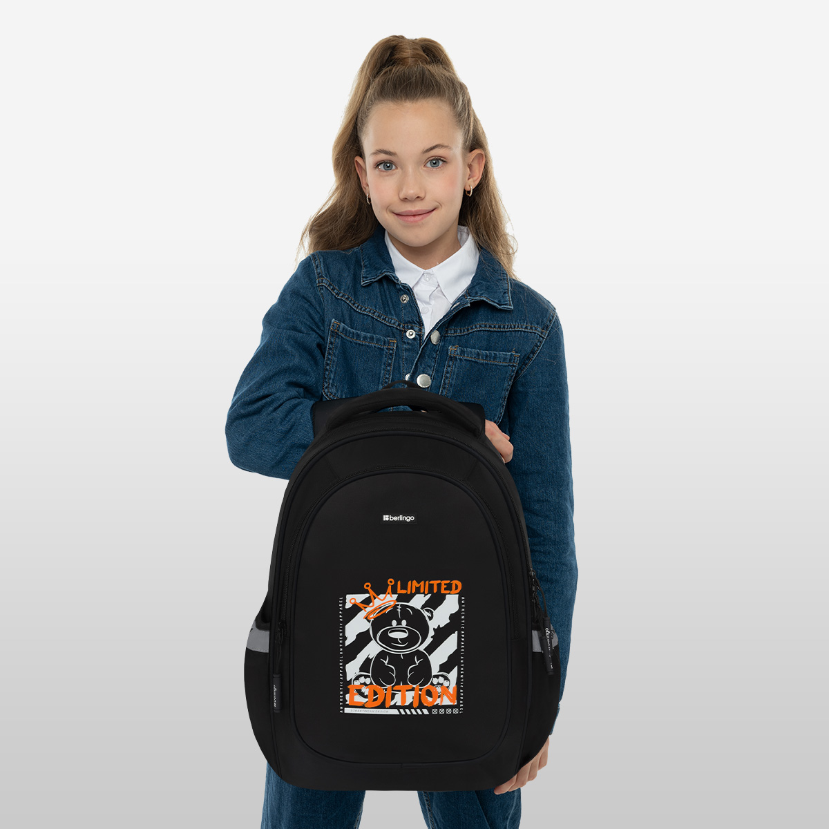 Рюкзак Berlingo Modern «Glow Teddy» 38×30×18см, 3 отделения, 2 кармана, эргономичная спинка