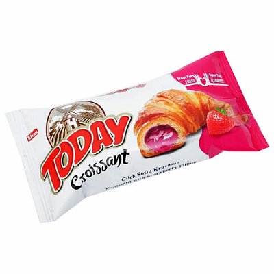Круассан TODAY с клубничной начинкой, ТУРЦИЯ, 20 шт. по 40 г, в шоу-боксе