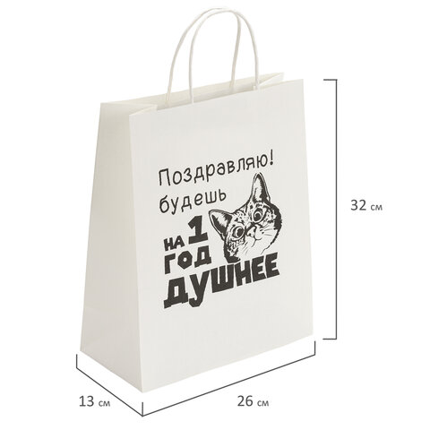 Пакет подарочный (1 штука) 26×13х32 см (L) «На год душнее», крафт, ЗОЛОТАЯ СКАЗКА