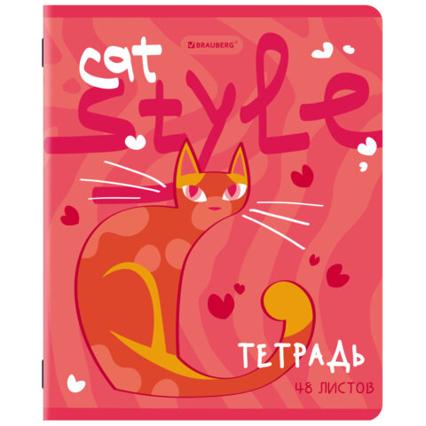 Тетради ДЭК А5 48 л. КОМПЛЕКТ 5 шт. BRAUBERG, скоба, клетка, TWIN-лак, «PINK MOOD»