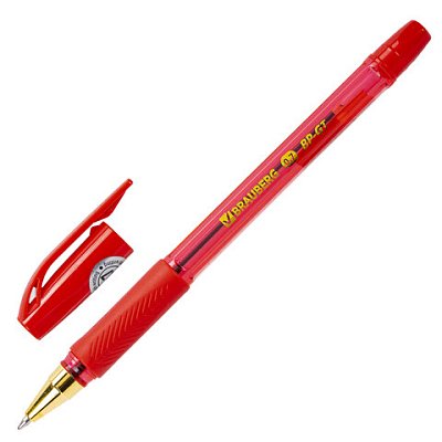 Ручка шариковая BRAUBERG BP-GT GLD RED, КРАСНАЯ, корпус тонированный, пишущий узел 0.7 мм, линия письма 0.35 мм