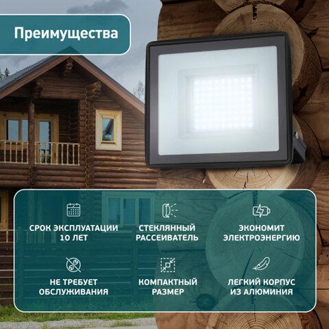 Прожектор светодиодный ЭРА, 50(415) Вт, 6500К, 4000 Лм, IP65, черный, LPR-023-0-65K-050