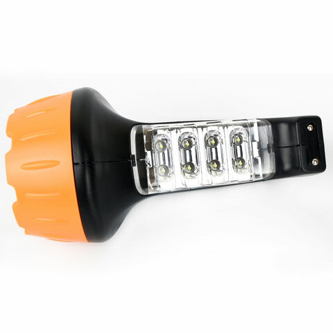 Фонарь аккумуляторный ULTRAFLASH 7хLED+8хLED, 2 режима, выдвижная вилка, заряд от сети