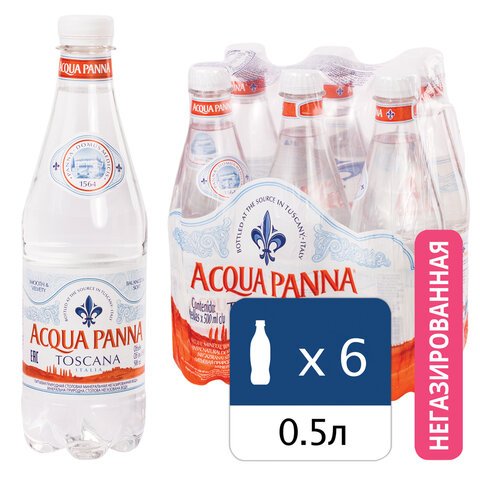 превью Вода негазированная минеральная ACQUA PANNA (Аква Панна), 0.5 л, пластиковая бутылка, Италия